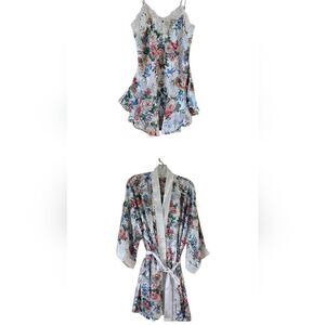 Victoria's Secret Women's 2 piece set Robe One Size Floral Print Gold Label